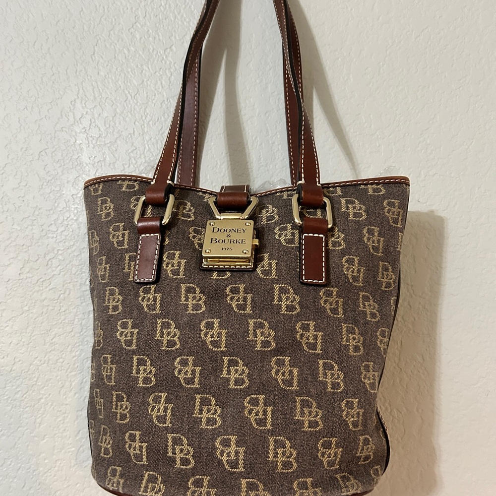 Dooney & Bourke Brown and Tan Logo Tote Authentic